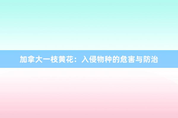 加拿大一枝黄花：入侵物种的危害与防治