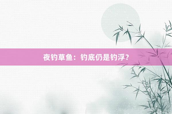 夜钓草鱼：钓底仍是钓浮？